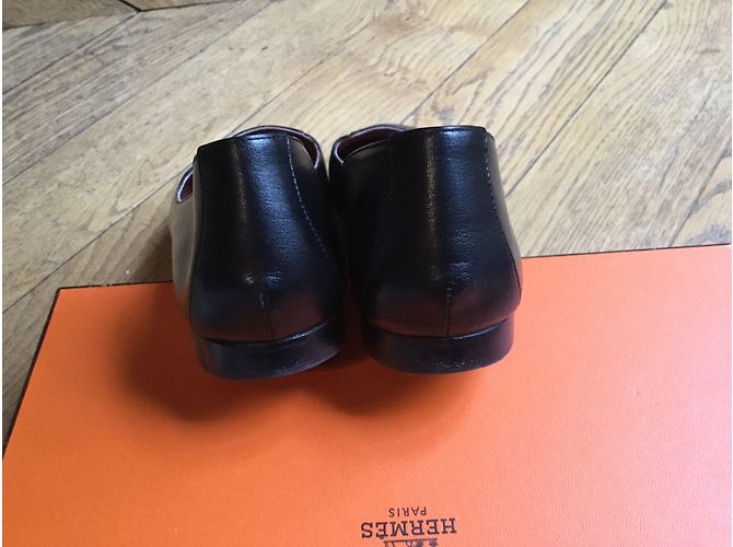 Hermès Holly weiche Lederschuhe Schwarz - Ansicht 5