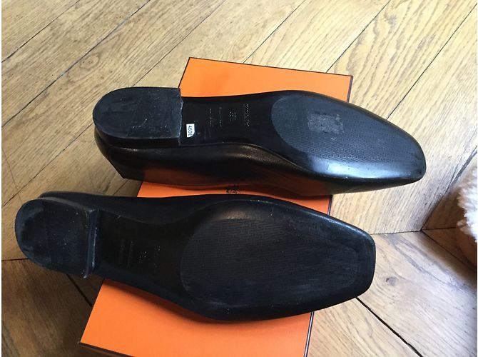 Hermès Holly weiche Lederschuhe Schwarz - Ansicht 6