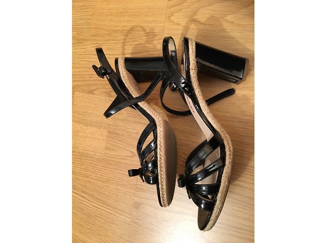 Sandali Prada in pelle neri con tacco 7cm Nero - vista 3