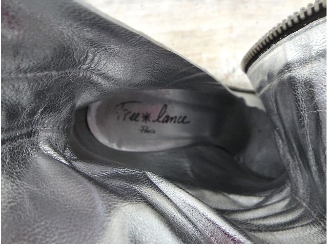 Botines Free Lance de piel plateada 37 Plata - vista 4
