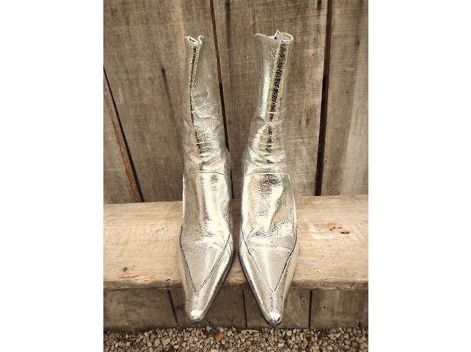 Botines Free Lance de piel plateada 37 Plata - vista 5