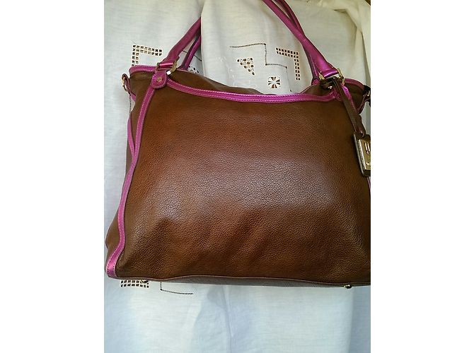Borsa a mano Emanuel Ungaro in pelle marrone e rosa - vista 10