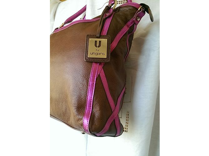 Borsa a mano Emanuel Ungaro in pelle marrone e rosa - vista 12