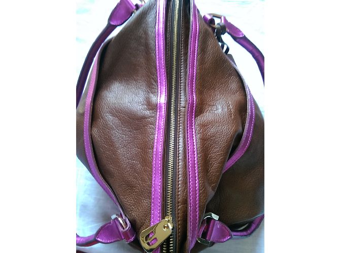 Borsa a mano Emanuel Ungaro in pelle marrone e rosa - vista 13