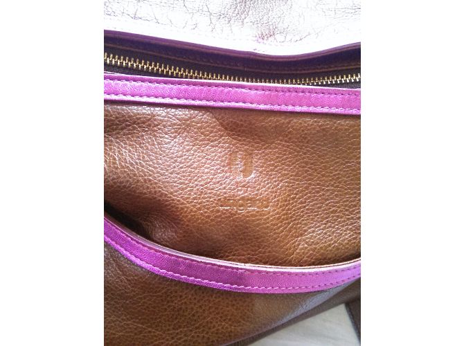 Borsa a mano Emanuel Ungaro in pelle marrone e rosa - vista 18