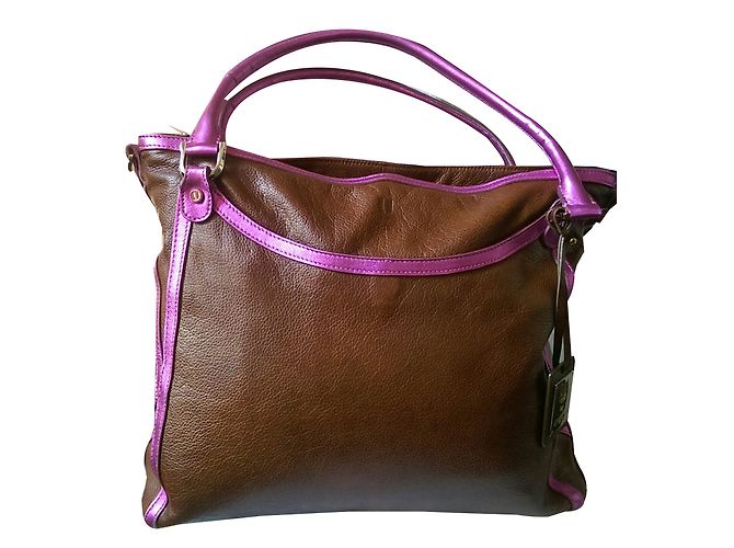 Borsa a mano Emanuel Ungaro in pelle marrone e rosa - vista 2