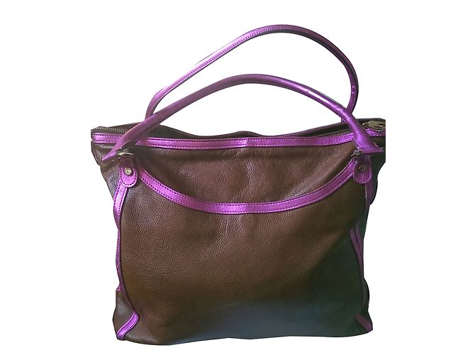 Borsa a mano Emanuel Ungaro in pelle marrone e rosa - vista 3