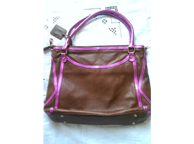 Borsa a mano Emanuel Ungaro in pelle marrone e rosa - vista 5