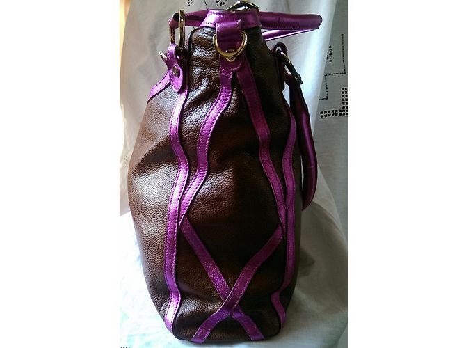Borsa a mano Emanuel Ungaro in pelle marrone e rosa - vista 6