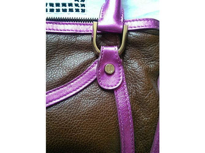 Borsa a mano Emanuel Ungaro in pelle marrone e rosa - vista 8