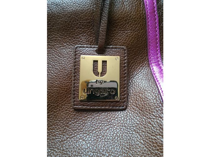 Borsa a mano Emanuel Ungaro in pelle marrone e rosa - vista 9