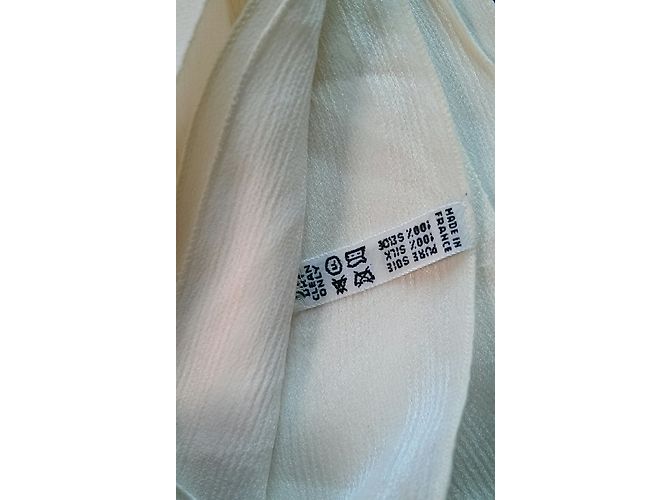 Sciarpa Christian Dior in seta bianca a righe sottili Bianco sporco - vista 4