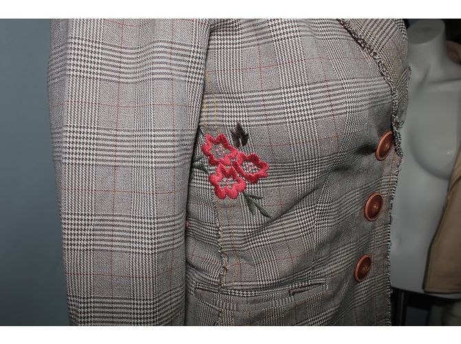 Chaqueta Gerard Darel Marrón de Algodón con Flores Bordadas Castaño - vista 5