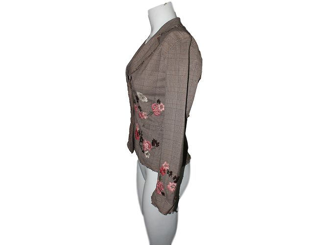 Chaqueta Gerard Darel Marrón de Algodón con Flores Bordadas Castaño - vista 3
