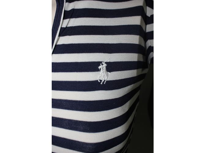 Top a rayas Ralph Lauren Sport blanco y azul algodón M - vista 4