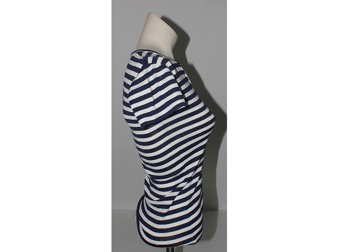 Top a rayas Ralph Lauren Sport blanco y azul algodón M - vista 2