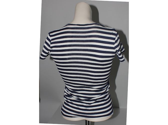 Top a rayas Ralph Lauren Sport blanco y azul algodón M - vista 3