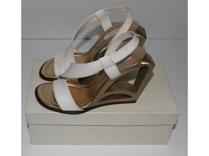Sandali Jazz Marc Jacobs in pelle bianca e oro Bianco D'oro - vista 3