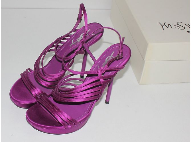 Sandali Yves Saint Laurent Fucsia in tessuto - vista 5