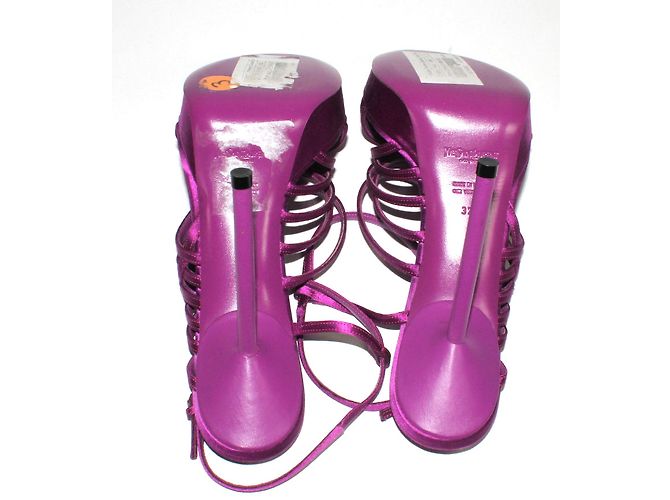Sandali Yves Saint Laurent Fucsia in tessuto - vista 7