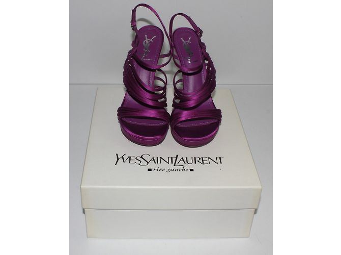 Sandali Yves Saint Laurent Fucsia in tessuto - vista 9