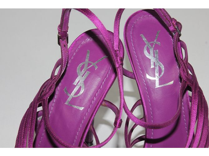 Sandali Yves Saint Laurent Fucsia in tessuto - vista 4