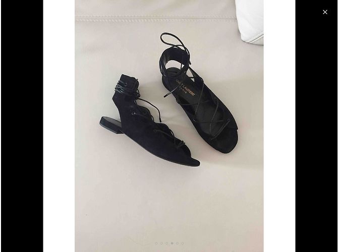 Sandali Saint Laurent in pelle scamosciata nera Nero - vista 3