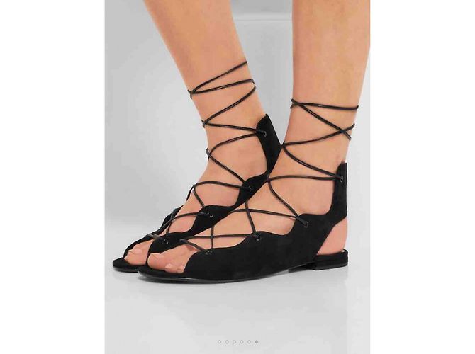 Sandali Saint Laurent in pelle scamosciata nera Nero - vista 5