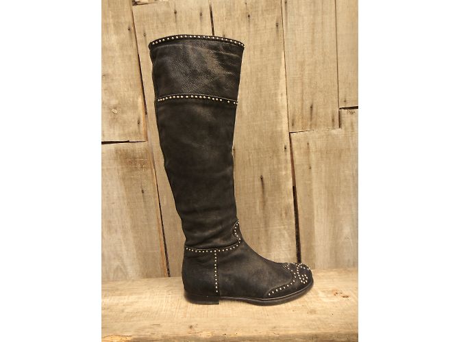 Stivali Miu Miu in pelle nera con borchie Nero - vista 3