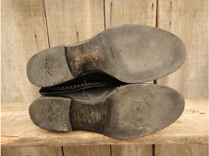 Stivali Miu Miu in pelle nera con borchie Nero - vista 8