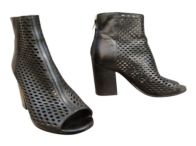 Stivaletti Ash in pelle nera con punta aperta Nero - vista 2