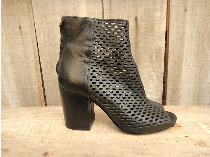 Stivaletti Ash in pelle nera con punta aperta Nero - vista 3