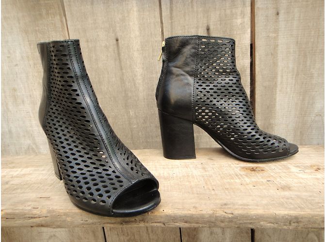 Stivaletti Ash in pelle nera con punta aperta Nero - vista 4