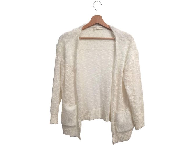 Céline Seltener CELINE Phoebe Philo Fuzzy-Pullover aus Elfenbein Weiß - Ansicht 2