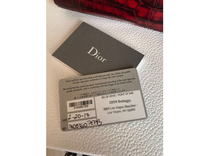 Christian Dior Lady Dior Red Crocodile Medium Bordò - vista 6