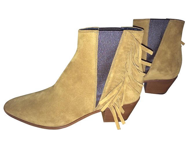 Botines western con flecos de ante beige Saint Laurent - vista 2