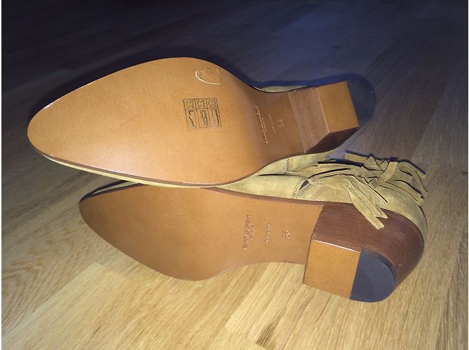 Botines western con flecos de ante beige Saint Laurent - vista 3