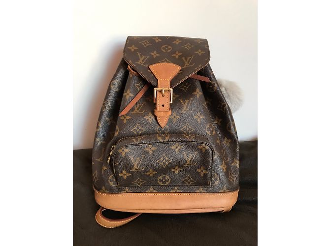 Louis Vuitton Zaino Montsouris MM Canvas Monogram Marrone D'oro - vista 3
