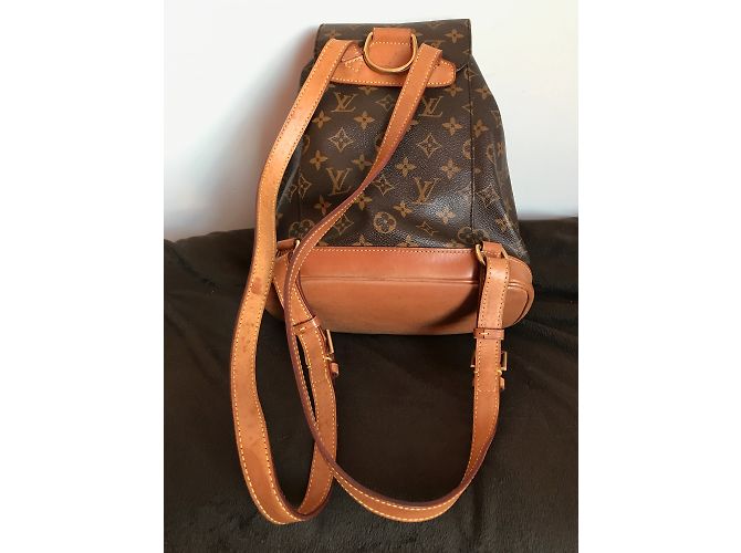 Louis Vuitton Zaino Montsouris MM Canvas Monogram Marrone D'oro - vista 4