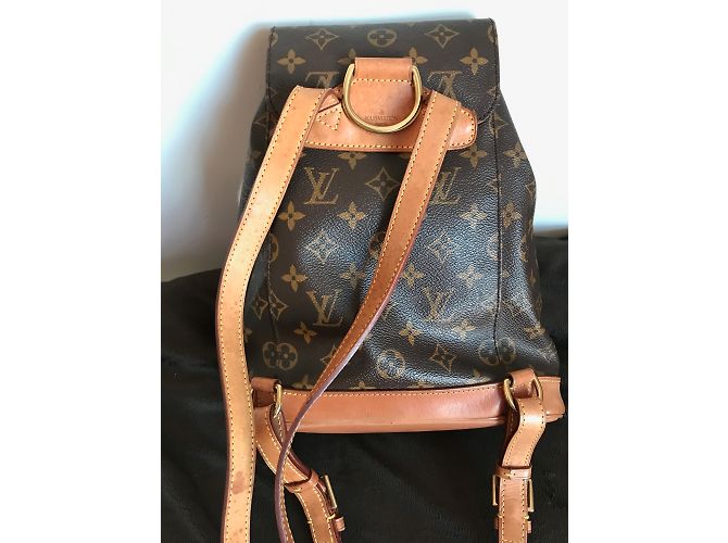 Louis Vuitton Zaino Montsouris MM Canvas Monogram Marrone D'oro - vista 5