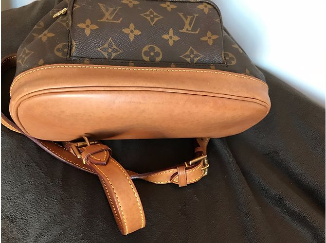Louis Vuitton Zaino Montsouris MM Canvas Monogram Marrone D'oro - vista 6