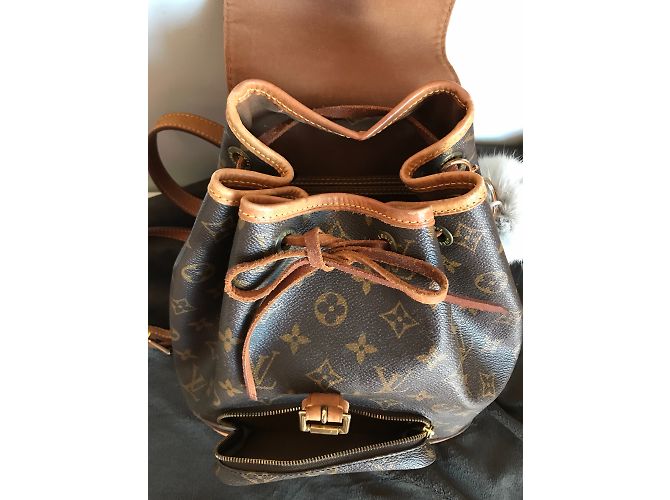 Louis Vuitton Zaino Montsouris MM Canvas Monogram Marrone D'oro - vista 9
