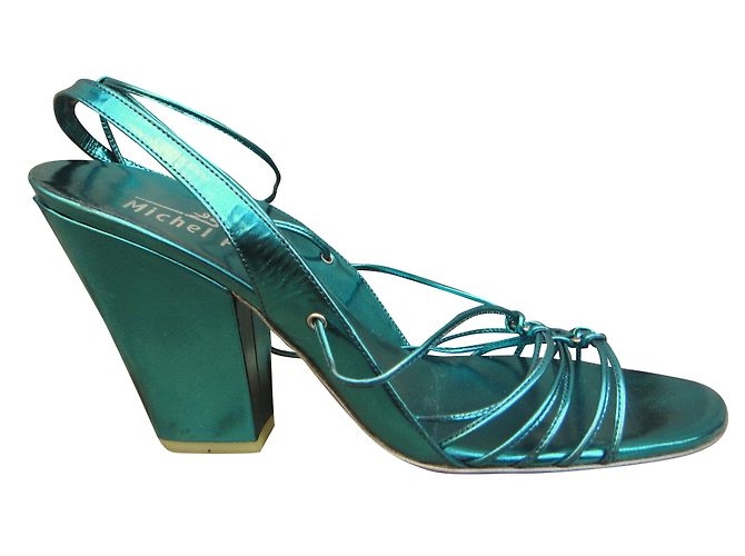 Sandali Michel Perry Laminato in pelle verde - vista 2