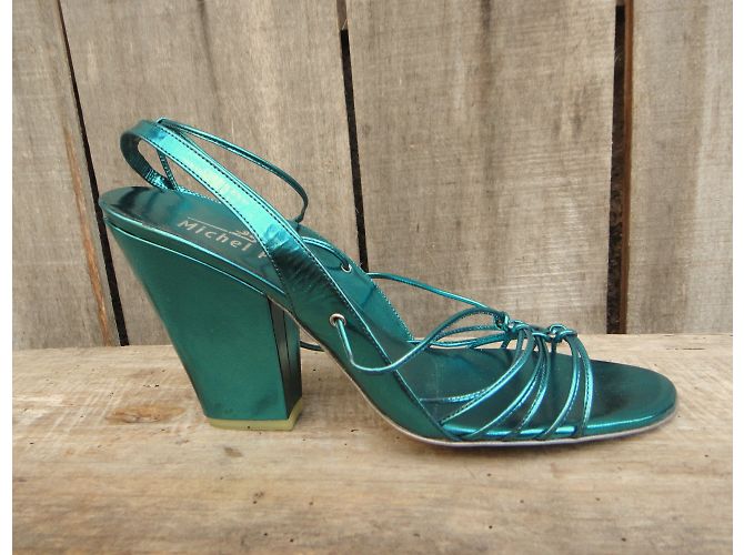 Sandali Michel Perry Laminato in pelle verde - vista 4