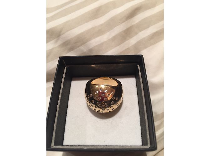 inconnue Großer Kugelring mit Diamanten Gelbgold Größe 53 Golden - Ansicht 3