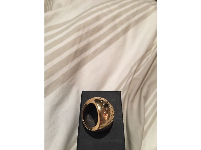 inconnue Großer Kugelring mit Diamanten Gelbgold Größe 53 Golden - Ansicht 4