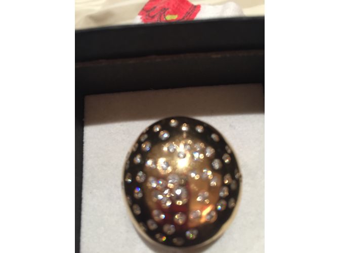 inconnue Großer Kugelring mit Diamanten Gelbgold Größe 53 Golden - Ansicht 5