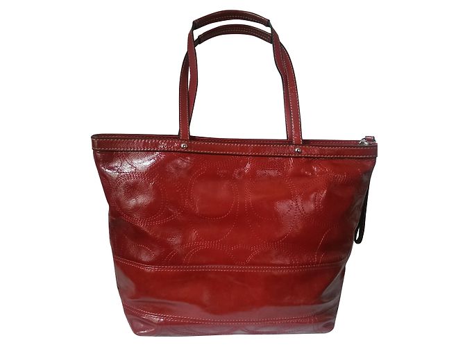 Borsa Coach in pelle rossa verniciata Rosso - vista 2