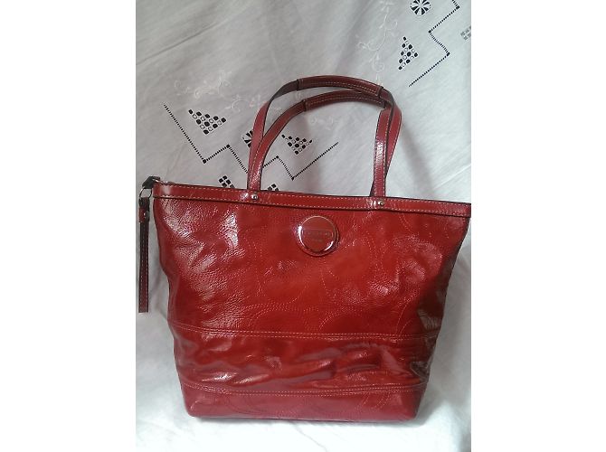 Borsa Coach in pelle rossa verniciata Rosso - vista 3