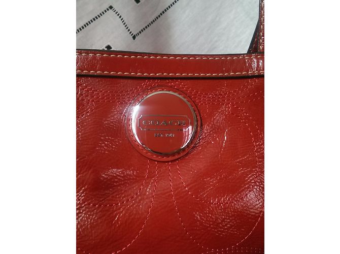 Borsa Coach in pelle rossa verniciata Rosso - vista 5